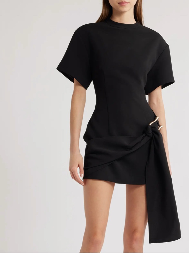 Lioness Martini Draped Belt Minidress Onyx. Size Medium